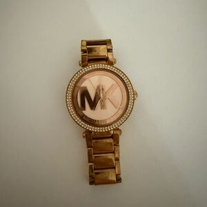 Michael Kors Rose Gold Watch with Crystal Bezel
